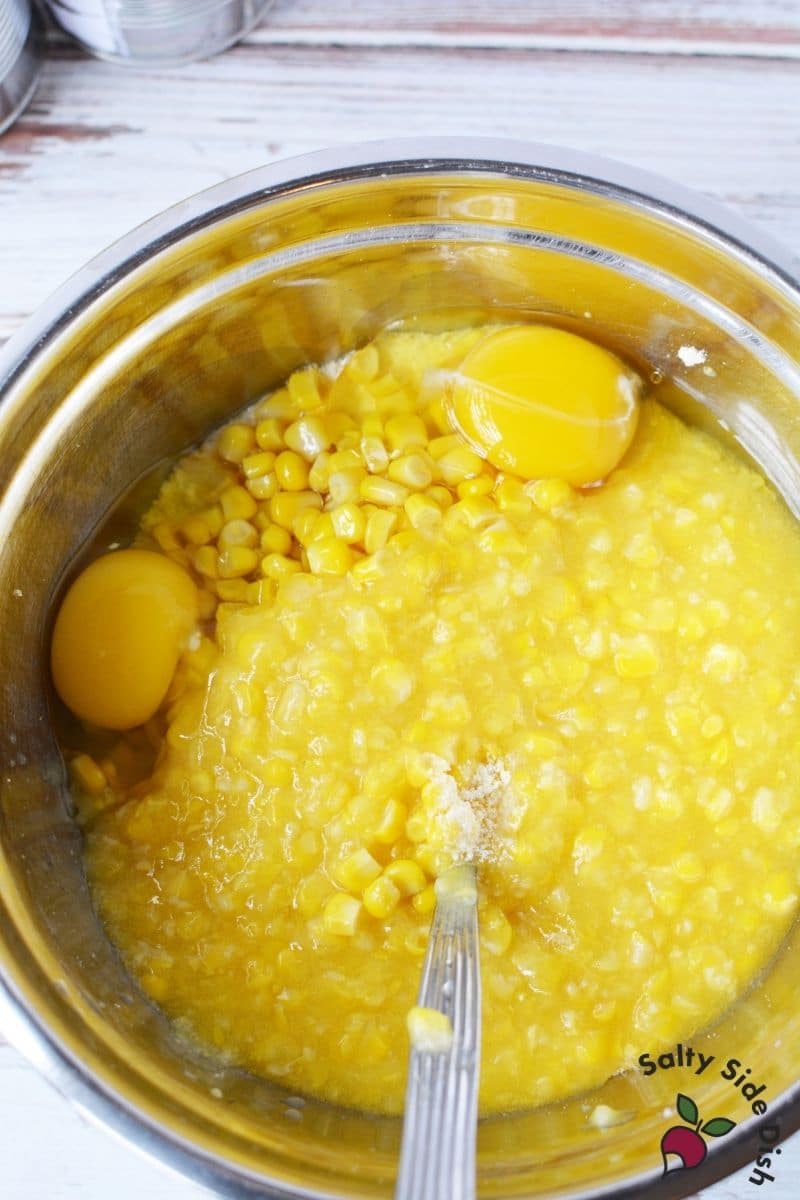 Corn Casserole ingredients in a bowl