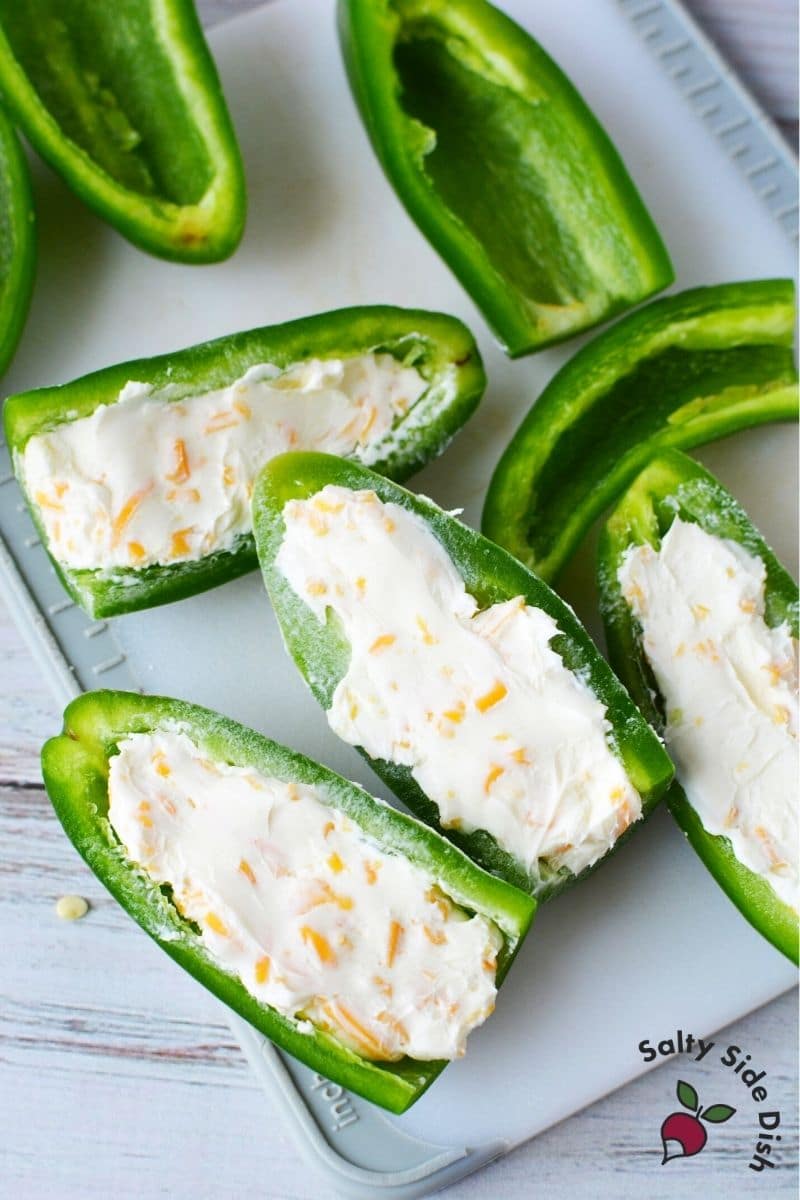 stuffed cut in half jalapenos and stuff with cream cheese and cheddar