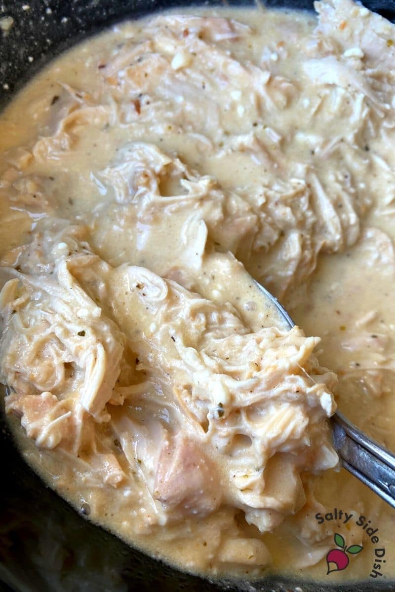 mixed up slow cooker olive garden chicken shredded