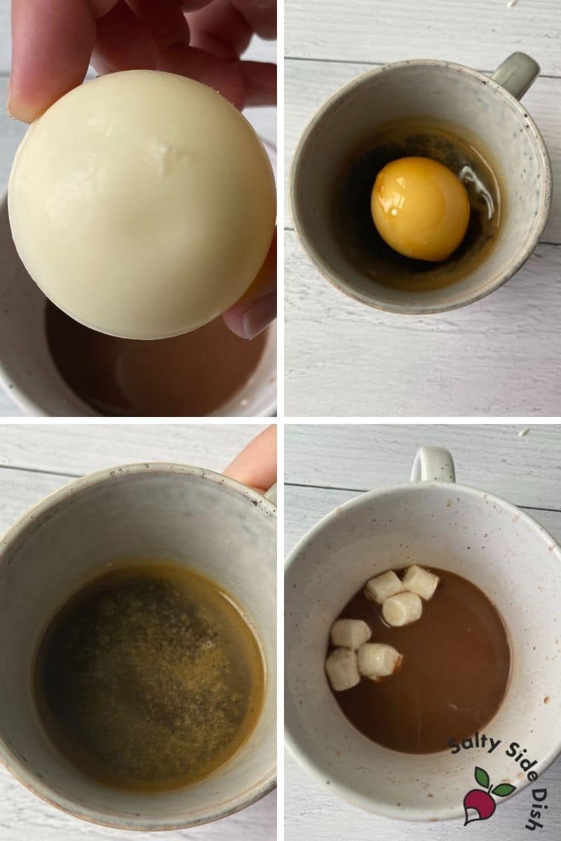 dropping cocoa bombs in a cup