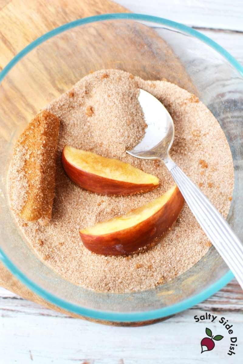 cinnamon and sugar bowl to coat apples