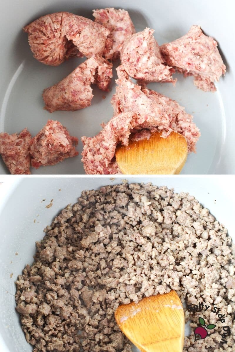 cooking ground sausage into the ninja foodi