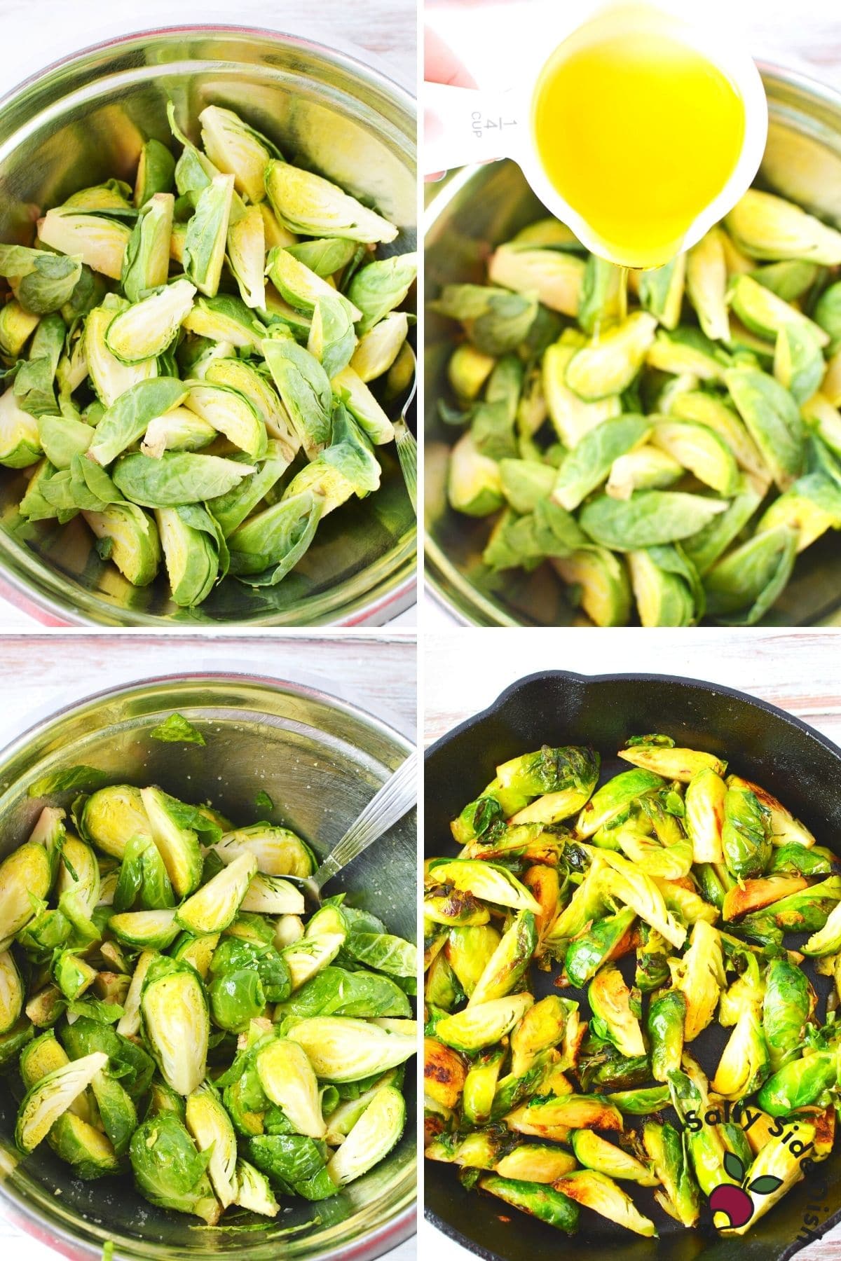 brussels sprouts in cast iron pan