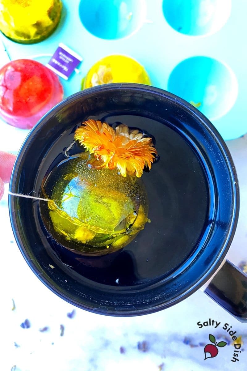 add tea bomb to hot water