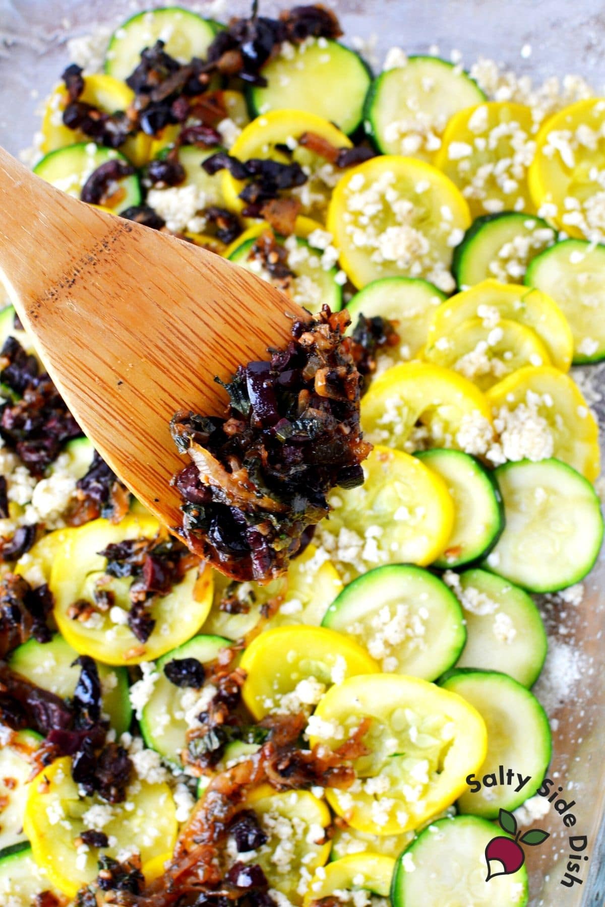 add olives on layered squash casserole