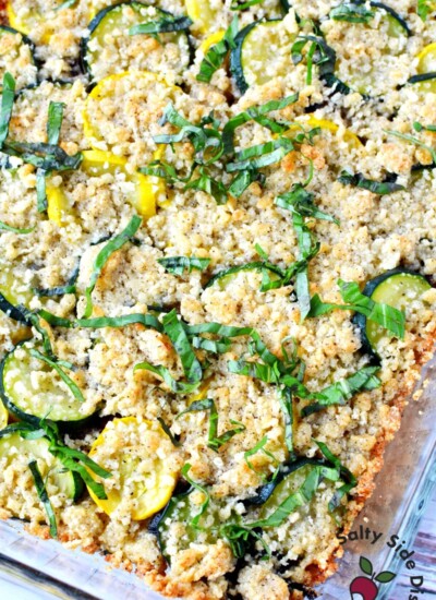 fresh basil sprinkled on squash recipe