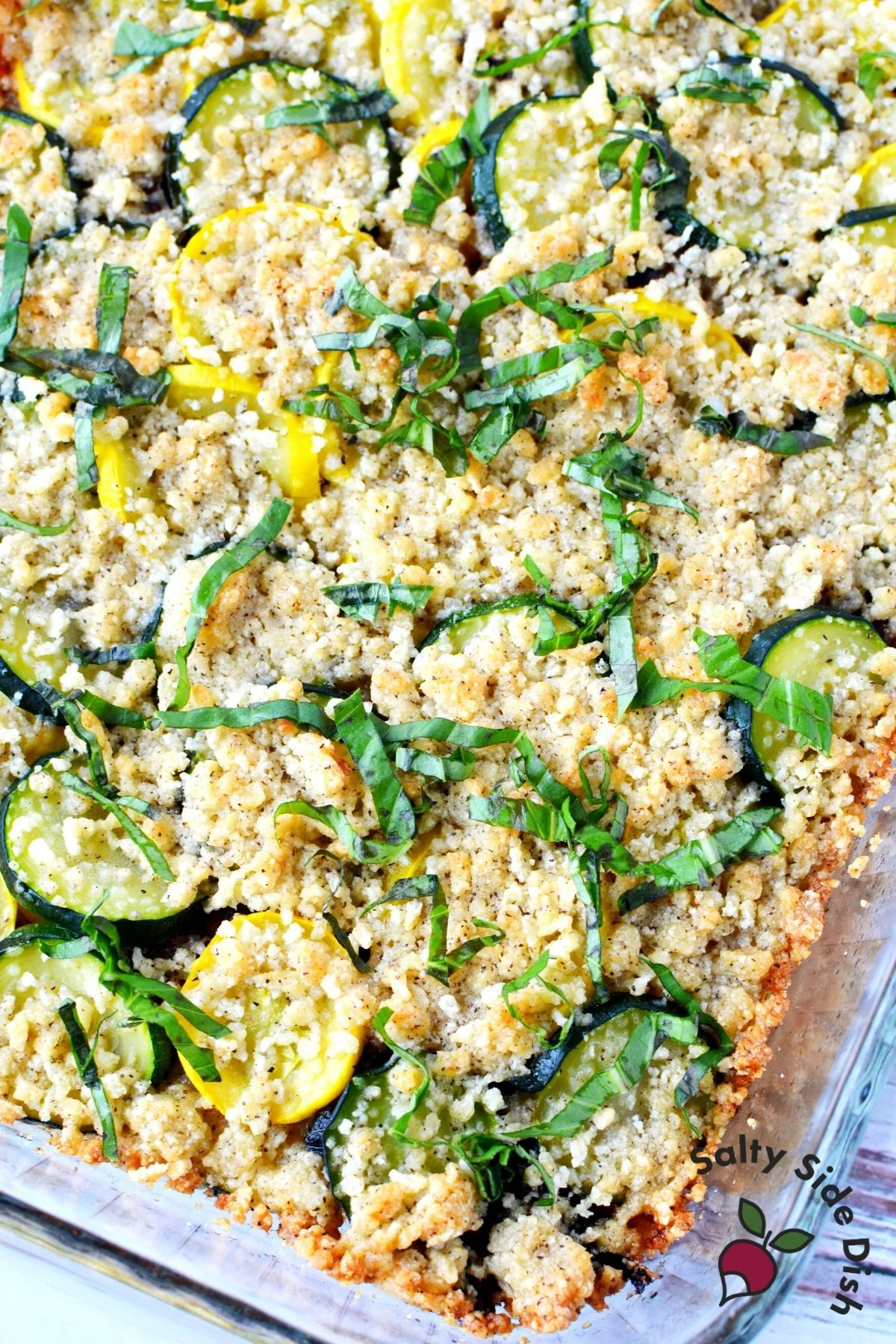 fresh basil sprinkled on squash recipe