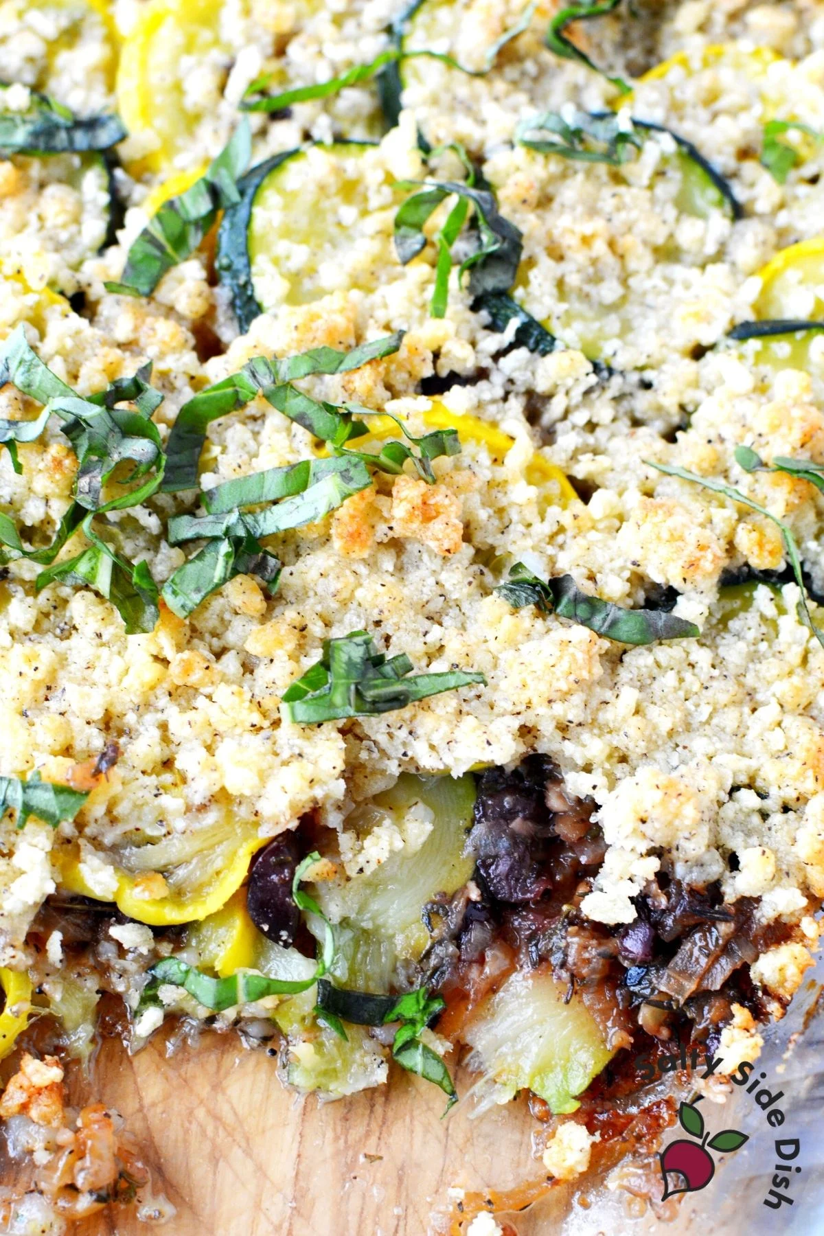 scoops taken out of summer squash casserole