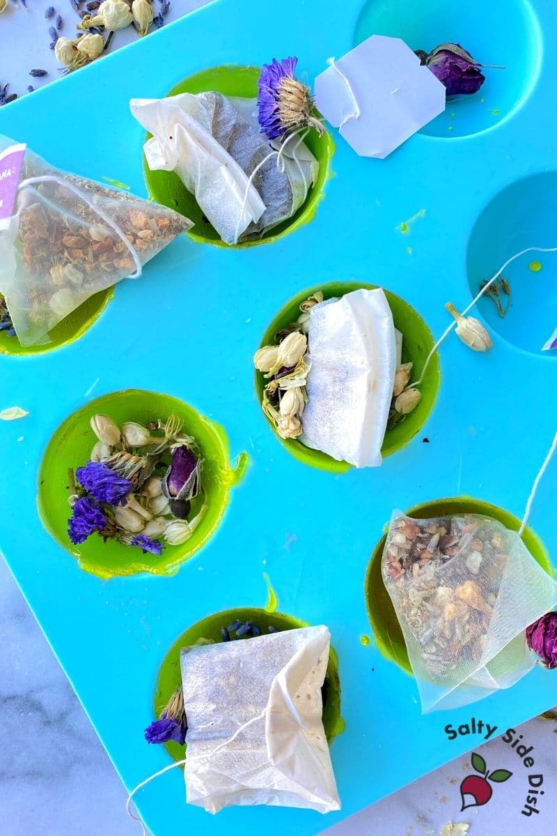 tea with flowers inside a mold