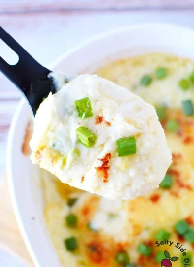 scoop of potatoes on a spoon