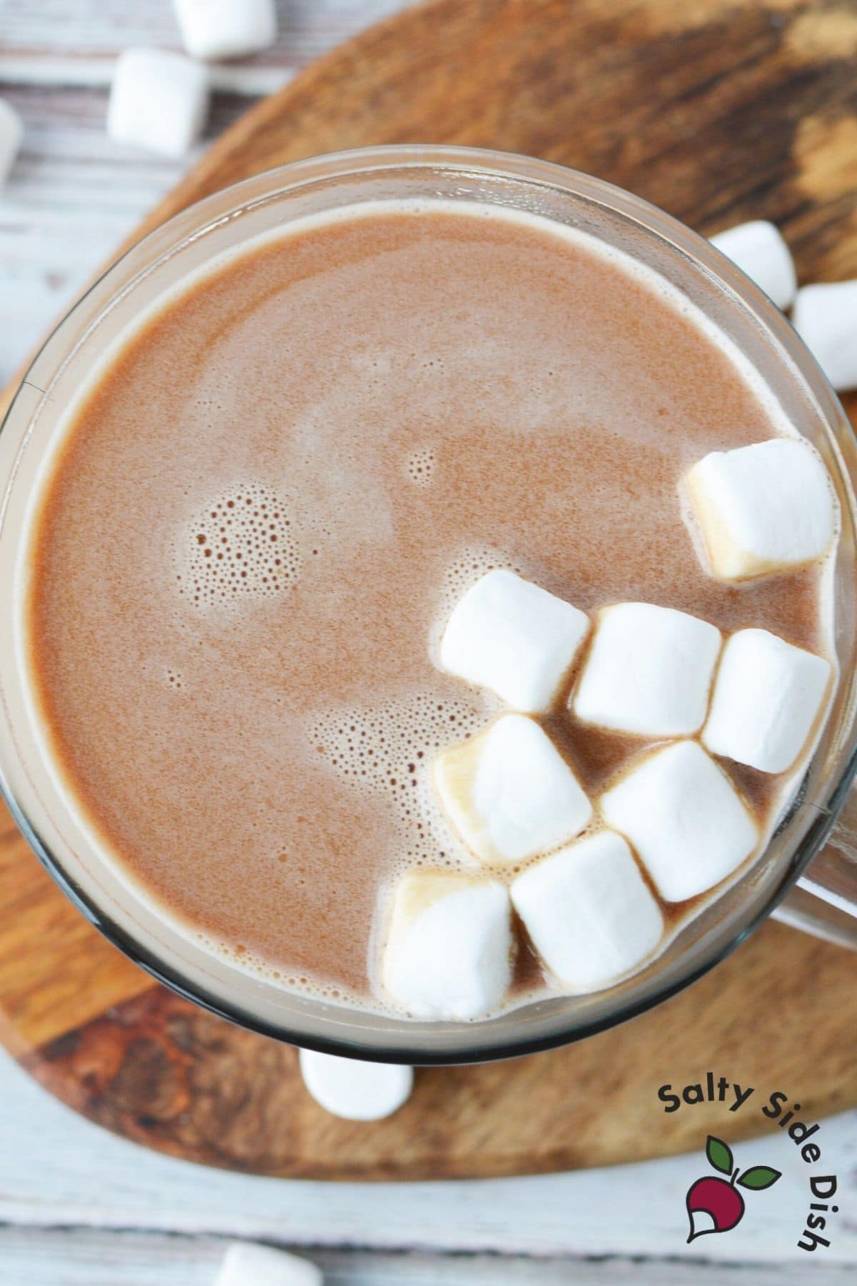 hot cocoa in a mug with marshmallows