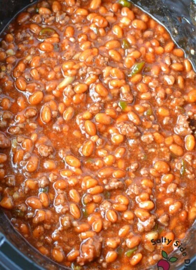 slow cooker baked beans in a crock pot