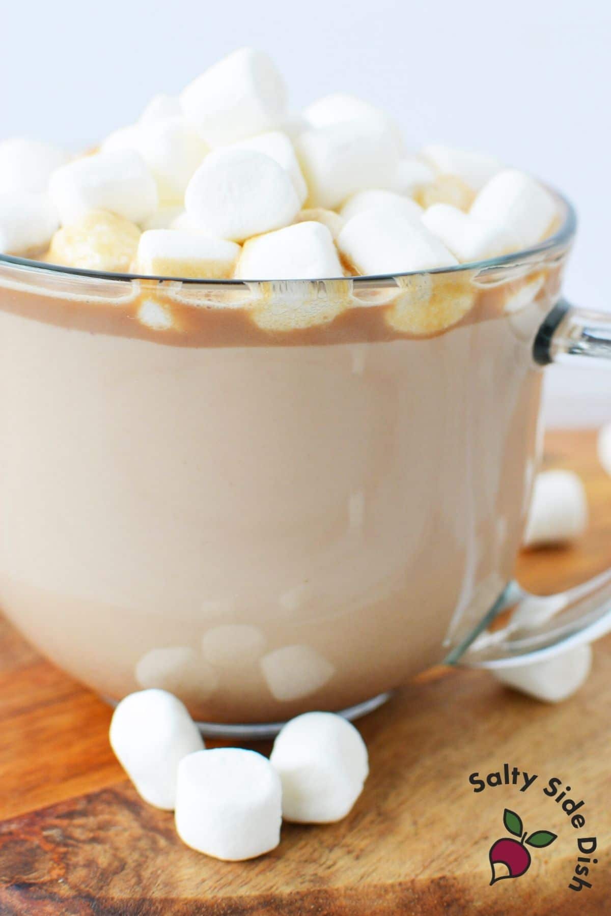 hot chocolate in a mug with marshmallows