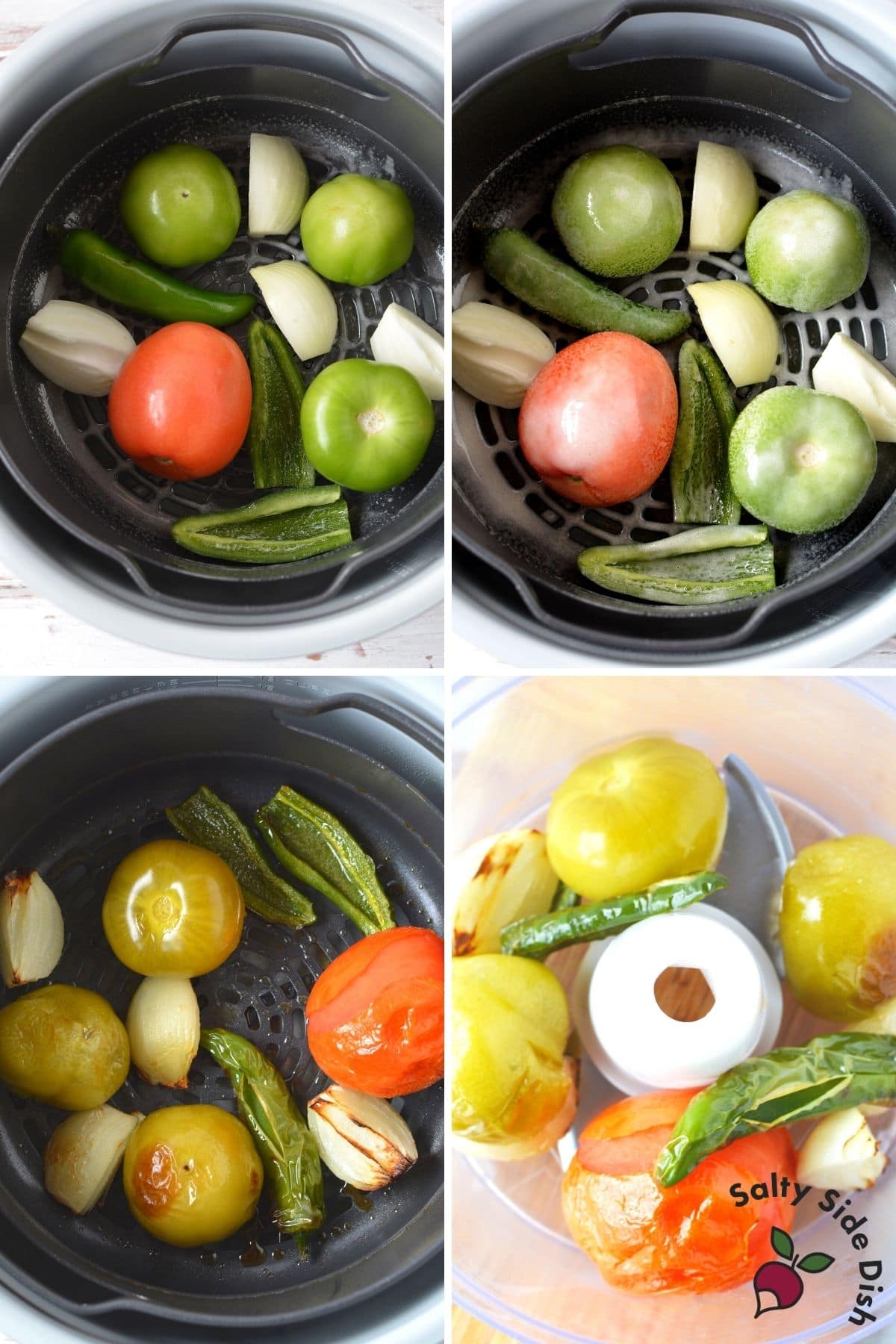 vegetables in air crisp basket and once roasted, moved to food processor