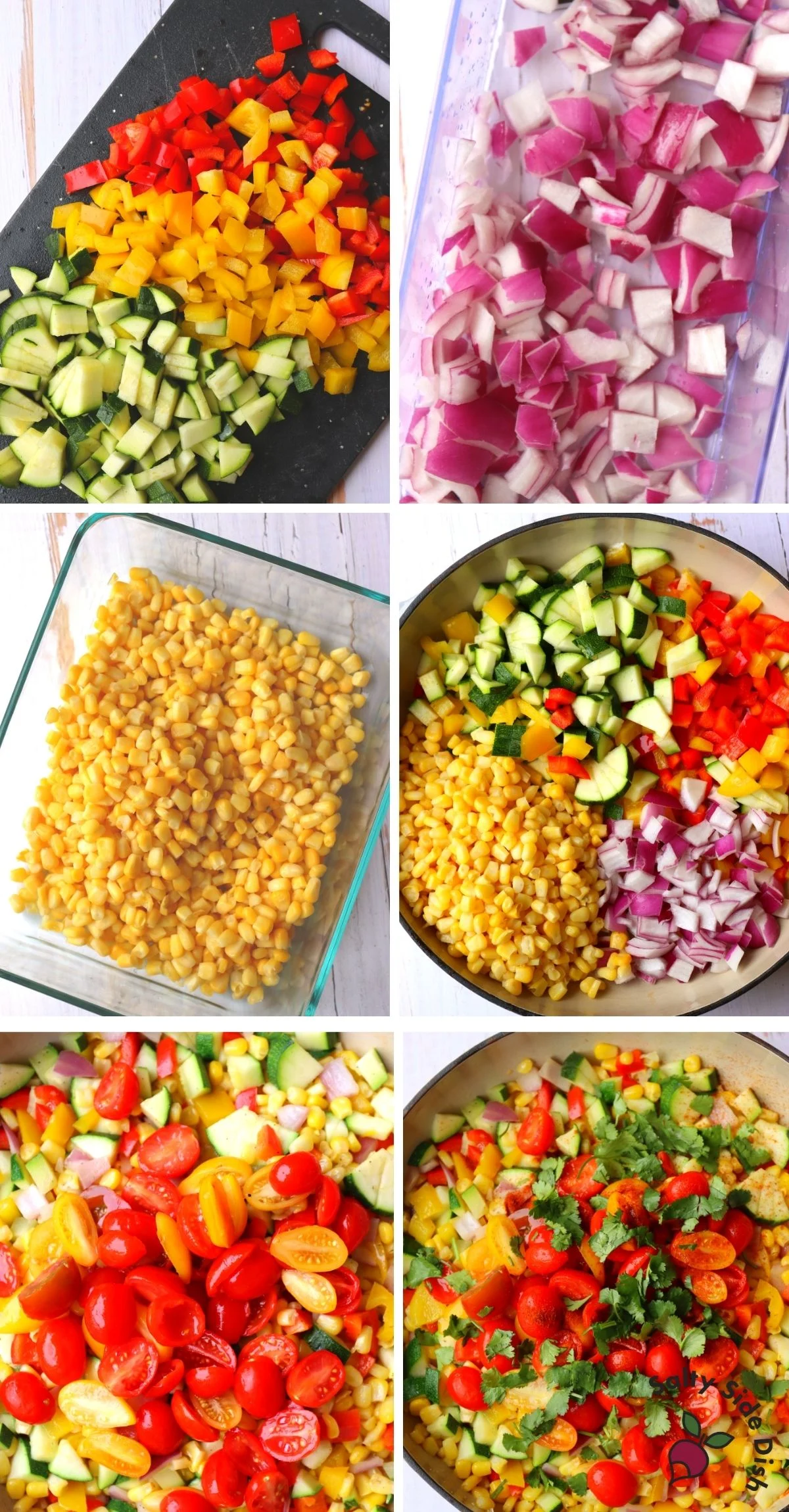adding all vegetables into a skillet