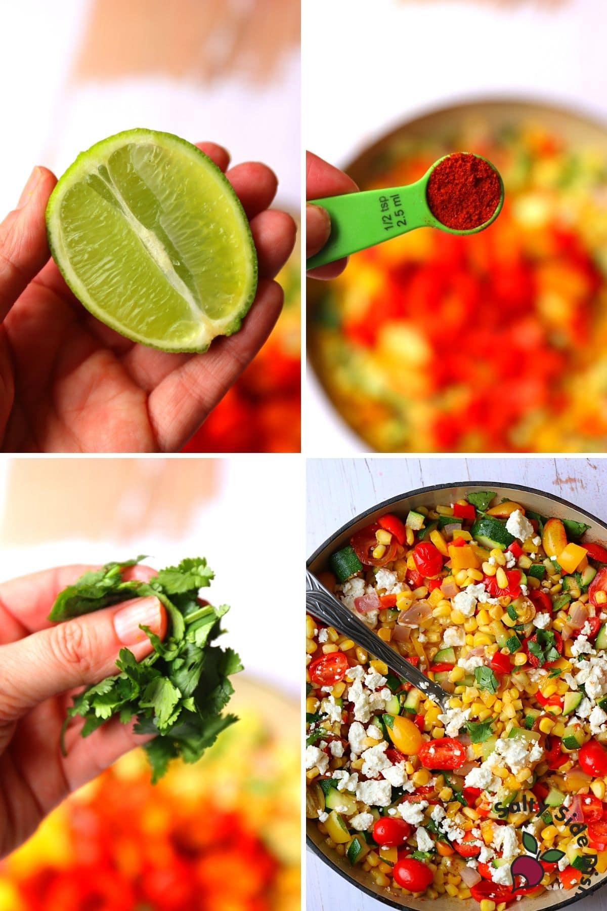 fresh lime, paprika, cilantro leaves and feta cheese