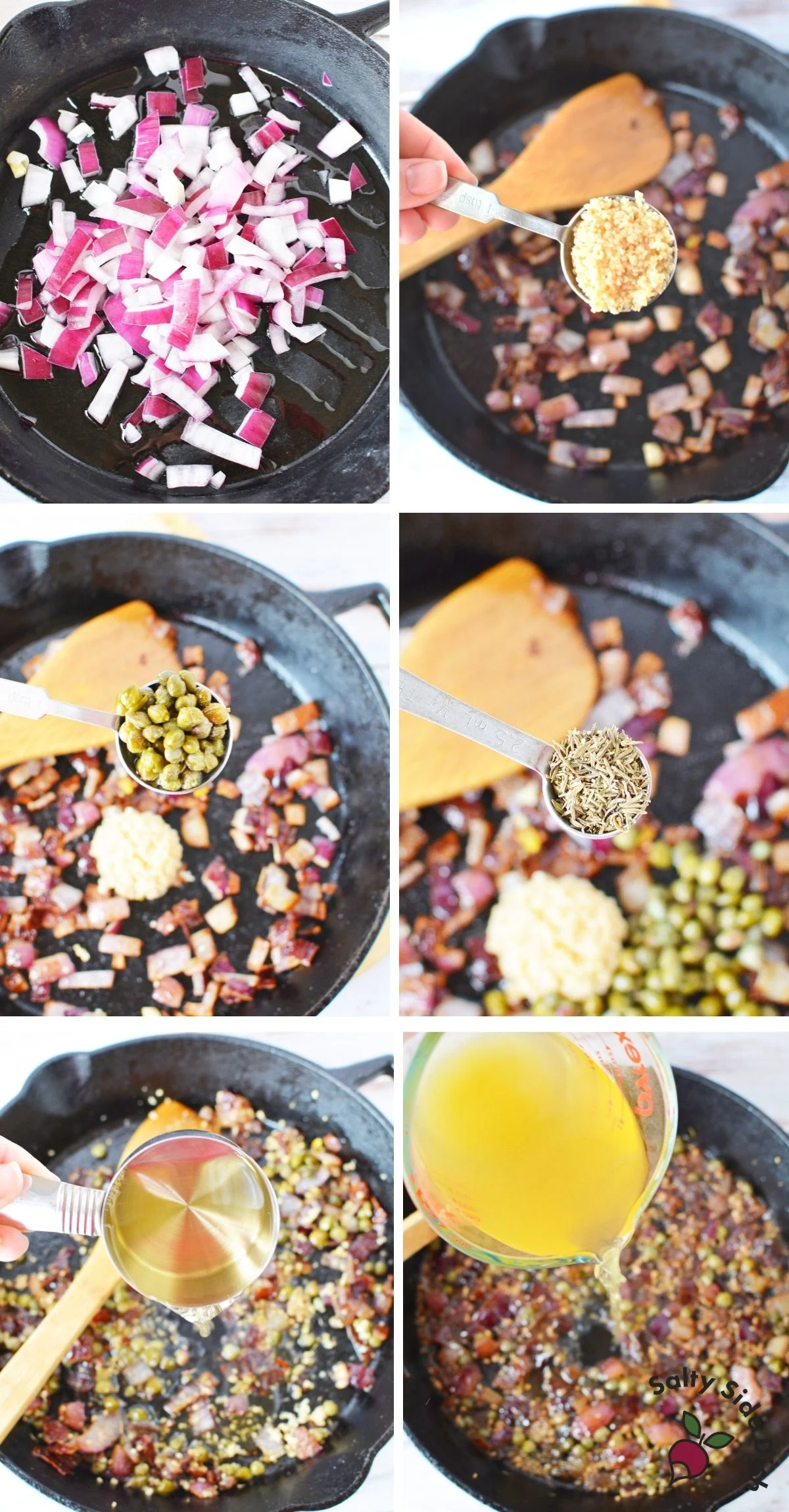 creating onion and white wine sauce for artichokes