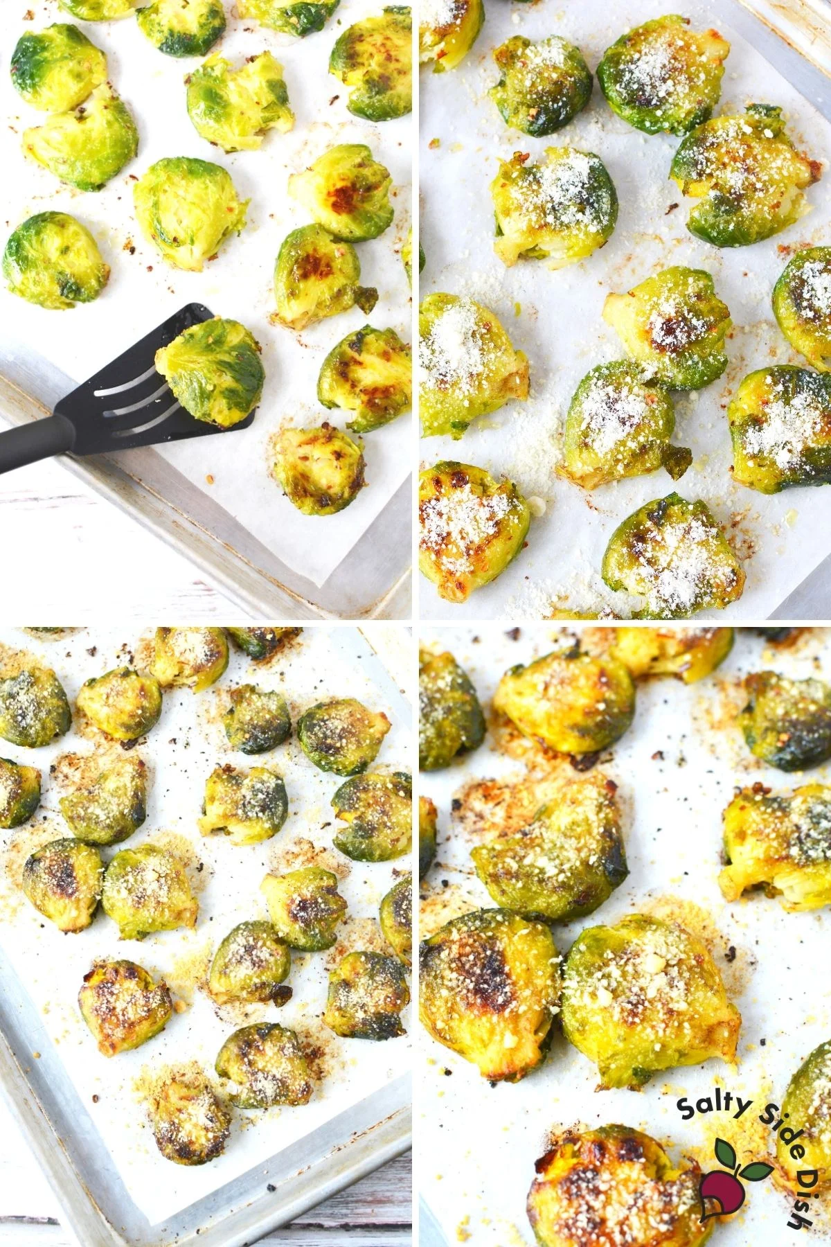 Smashed Brussels Sprouts with Grated Parmesan Cheese