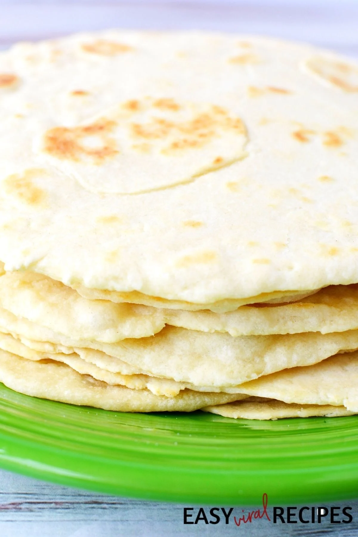 stack of homemade flour tortillas