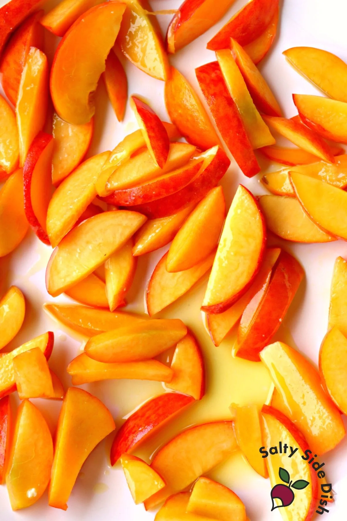 sliced peaches.