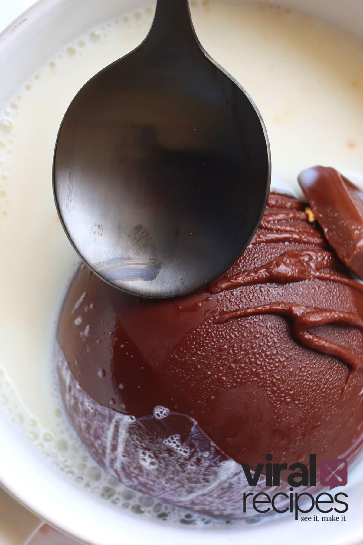 spoon on hot chocolate bomb