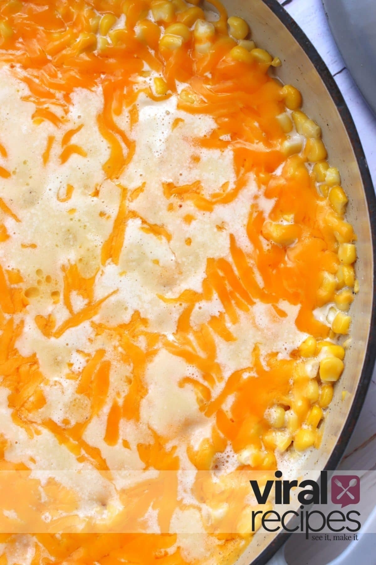 corn cheese in a skillet