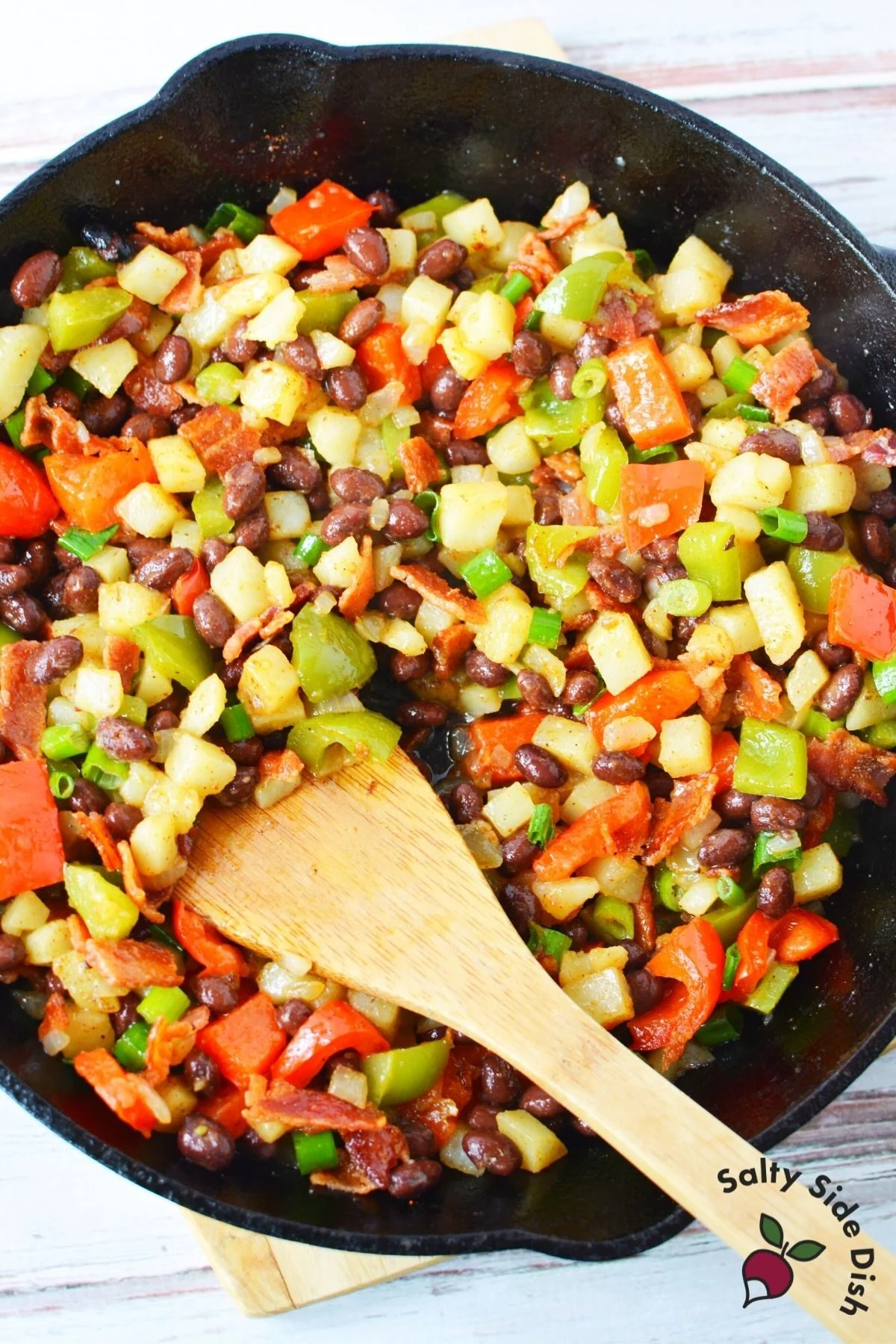 vegetables in a cast iron pan