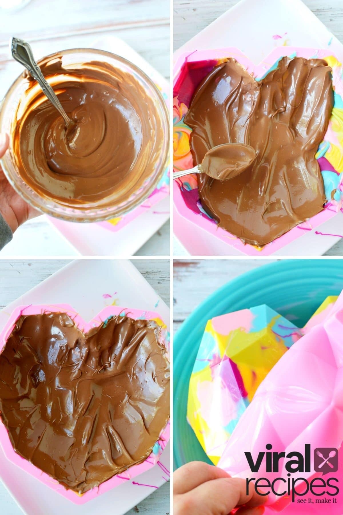 layer heart mold with chocolate