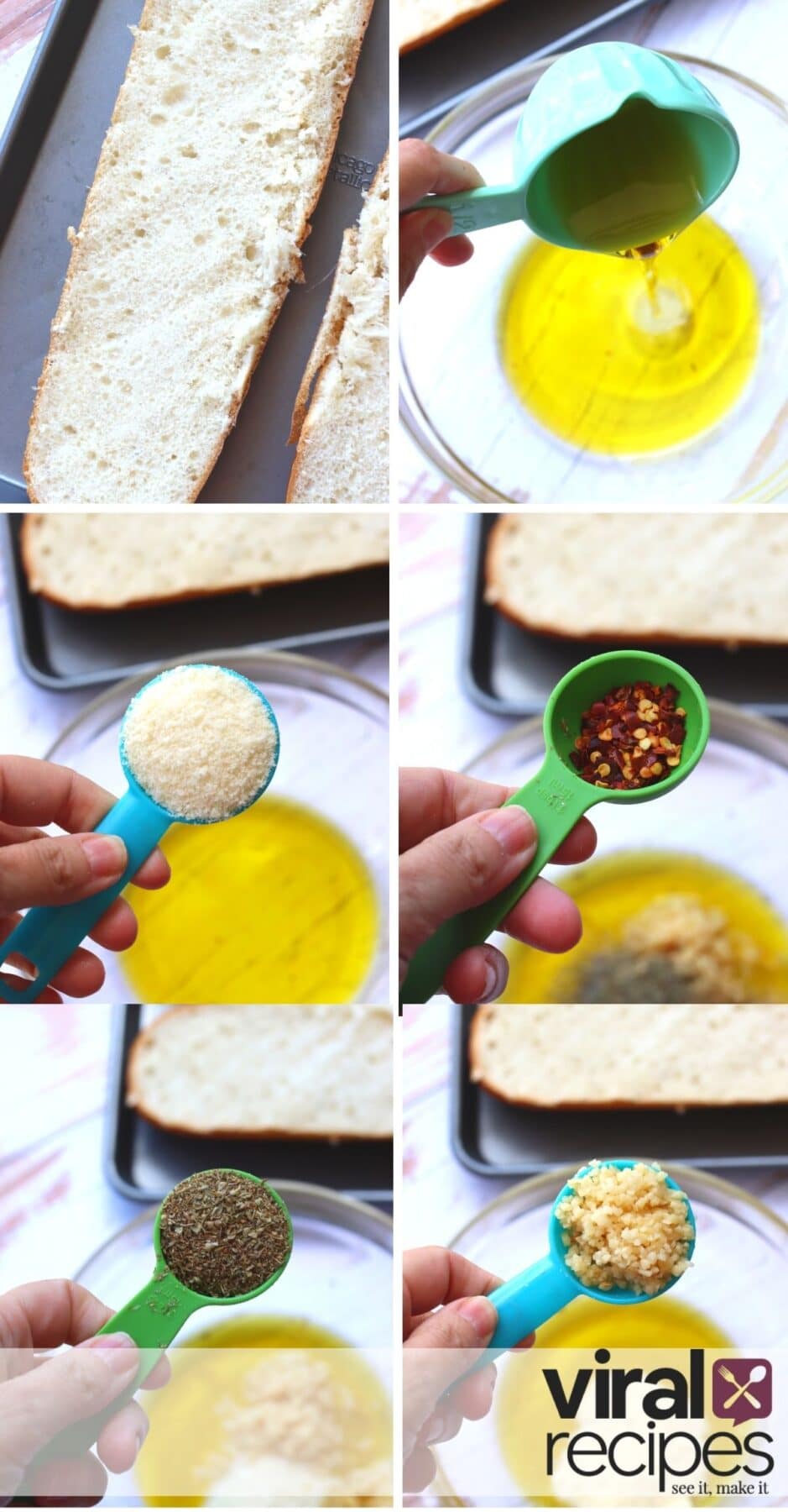 seasonings and minced garlic for garlic bread