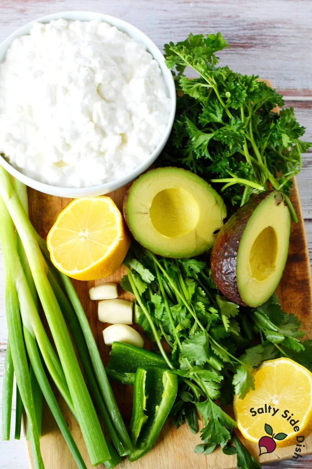 green goddess ingredients sitting on counter