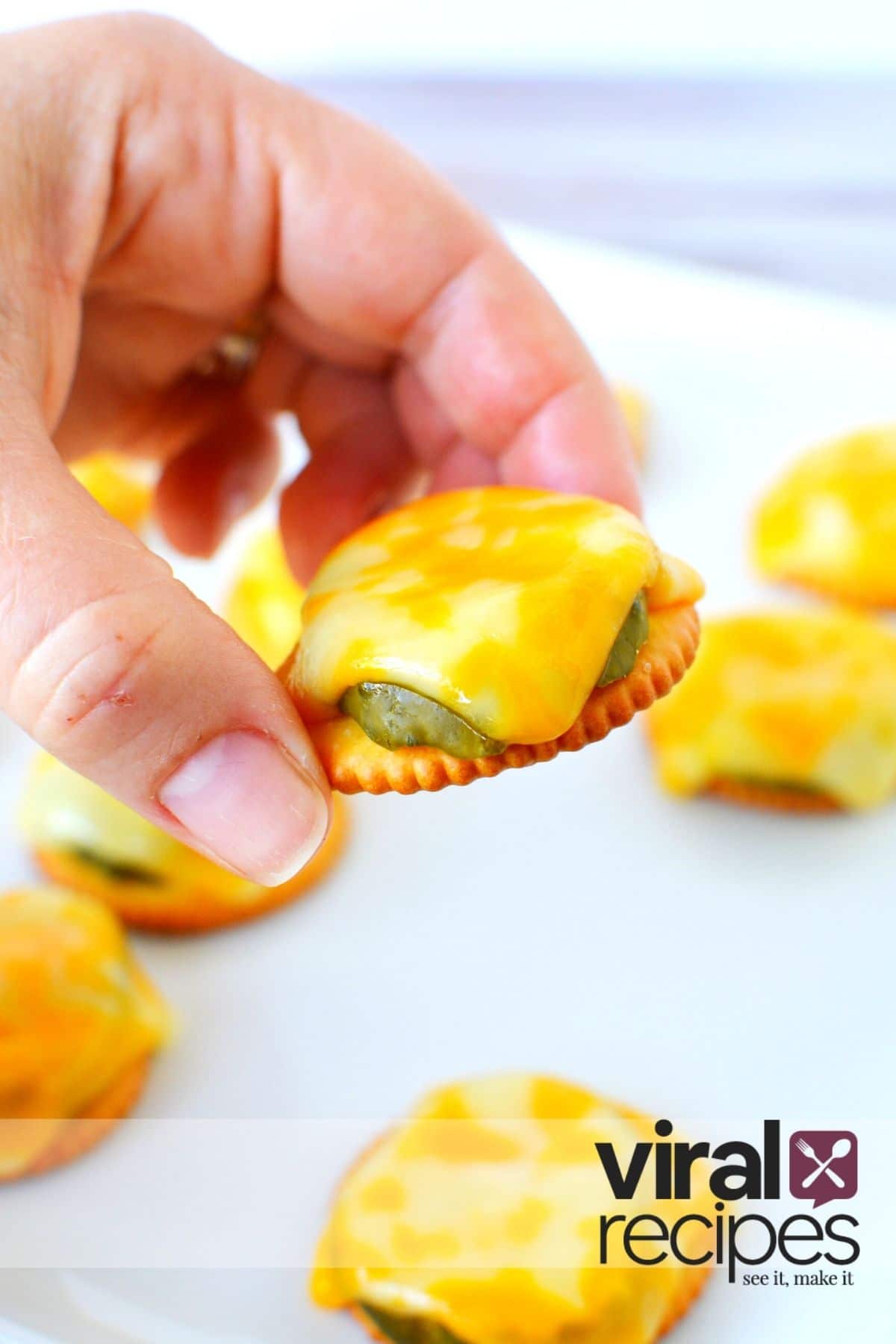 ritz crackers with pickles and cheese