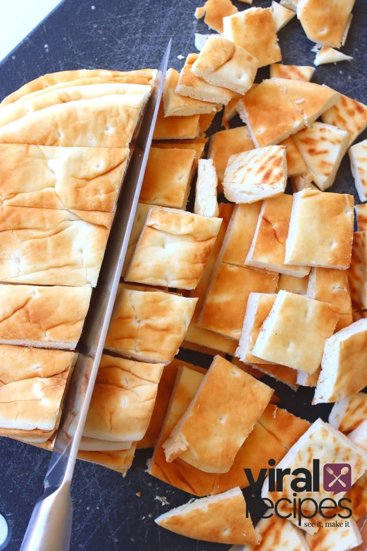pita bread cut to pita chips