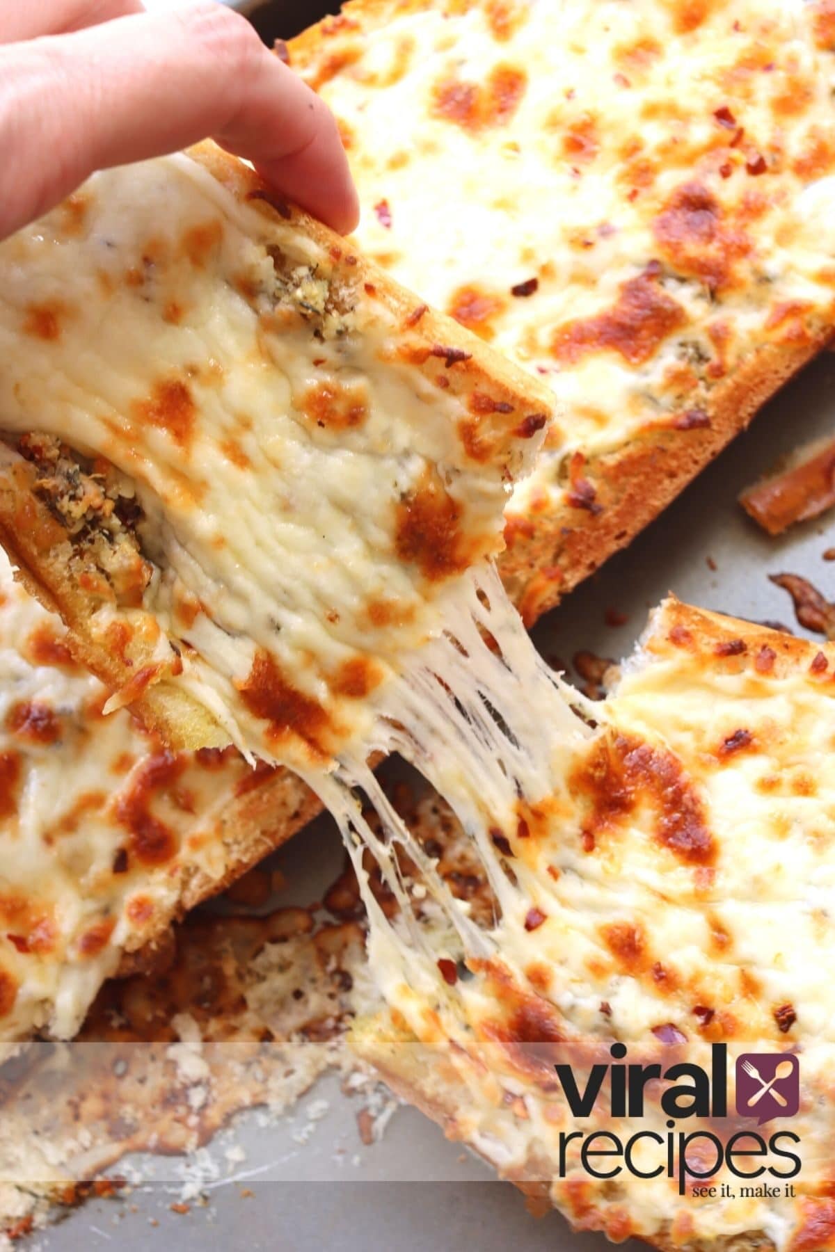 2 pieces of cheesy homemade garlic bread