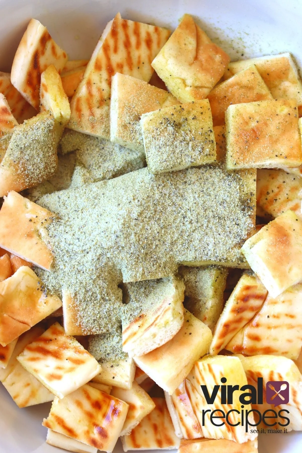 Greek seasoning in air fried pita chips
