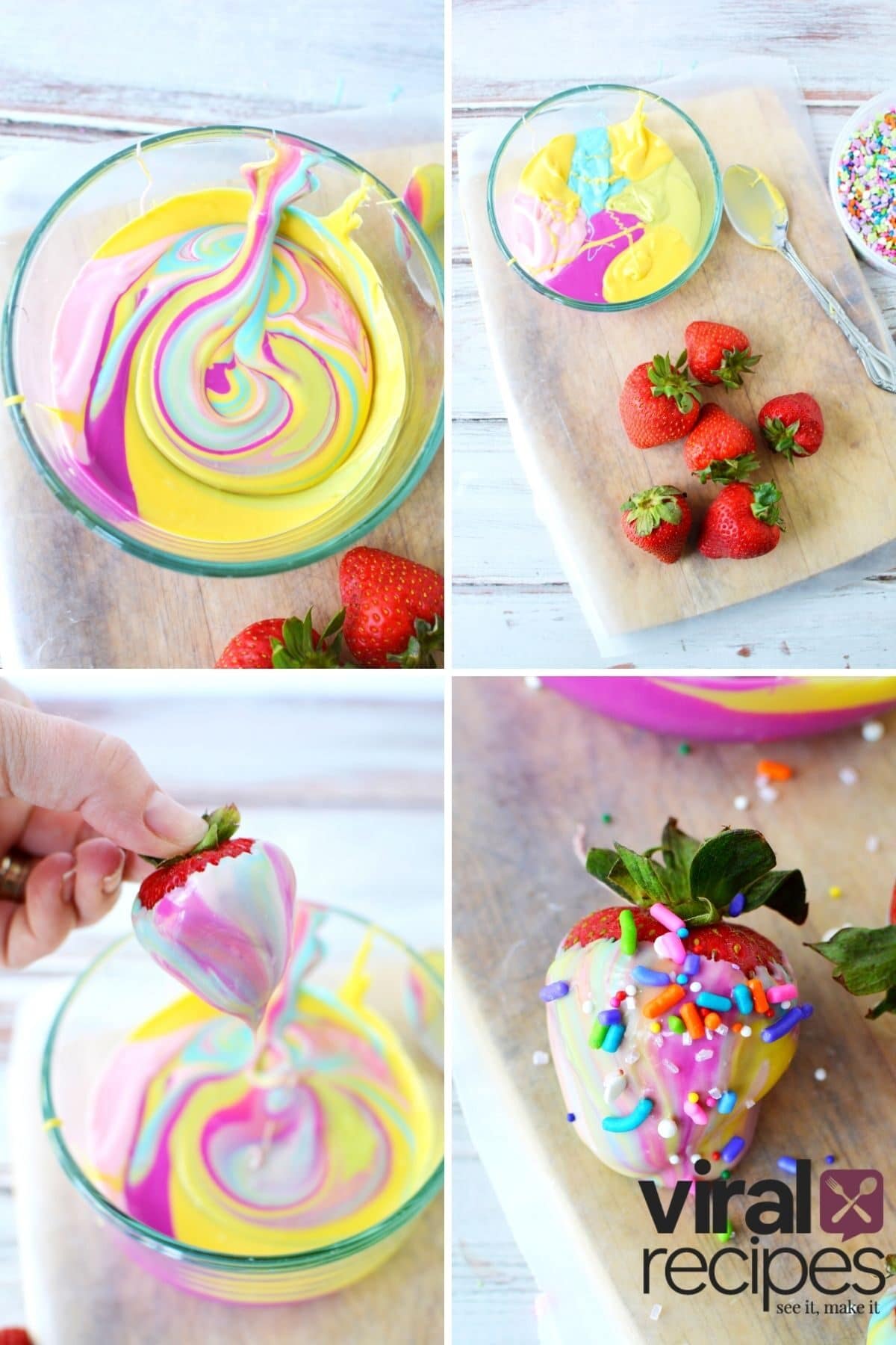 tie dye strawberries with chocolate