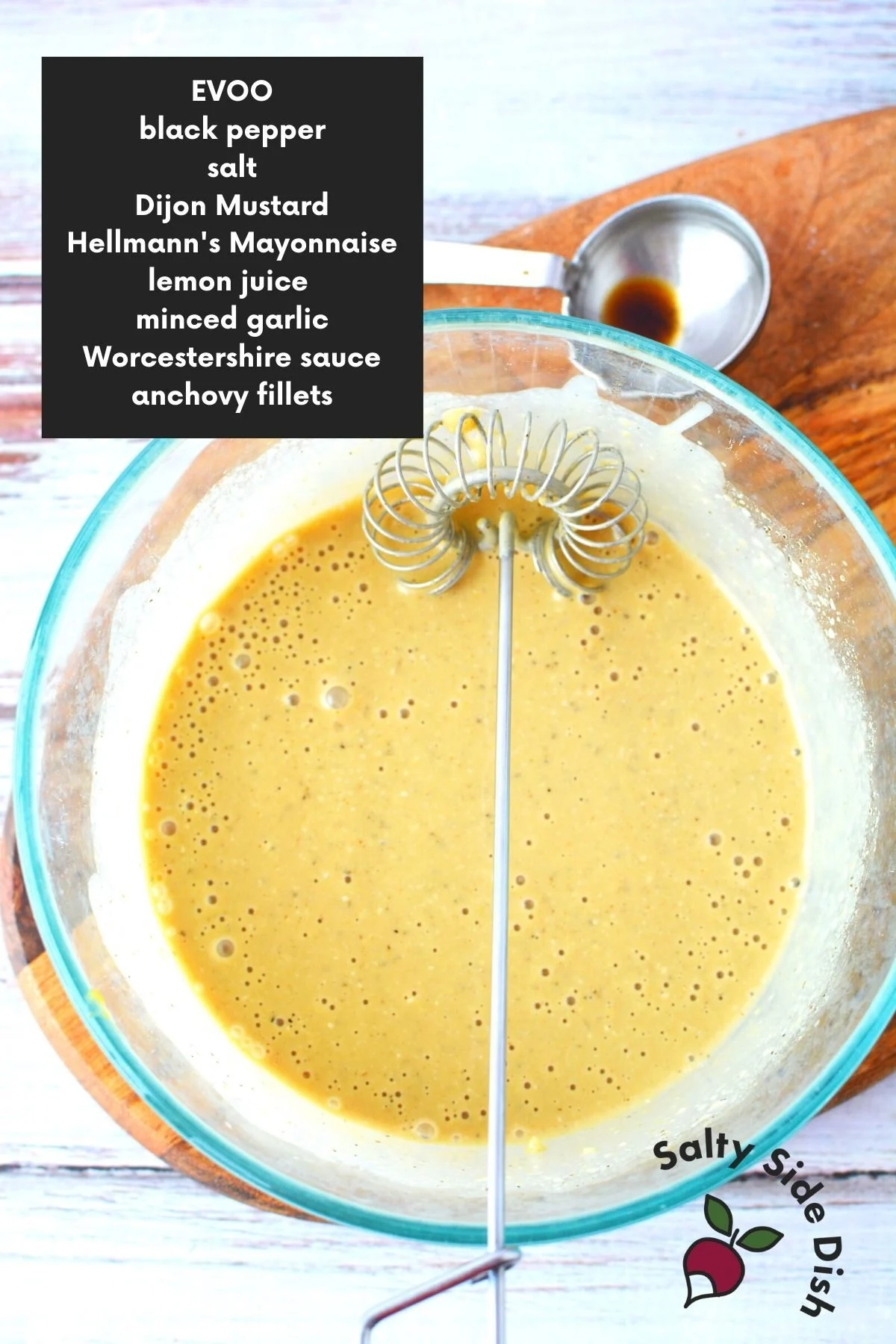 bowl of Caesar dressing.