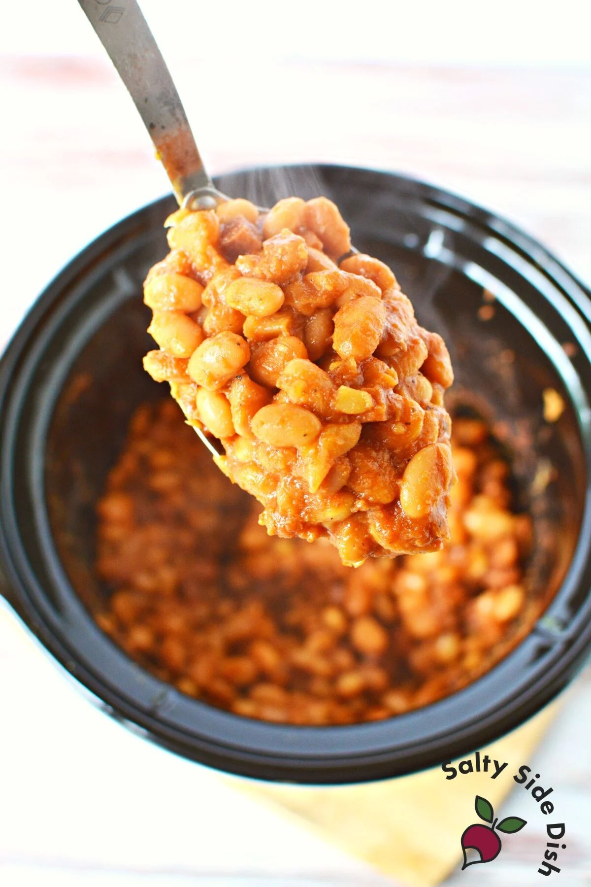 easy slow cooked baked beans using canned beans.