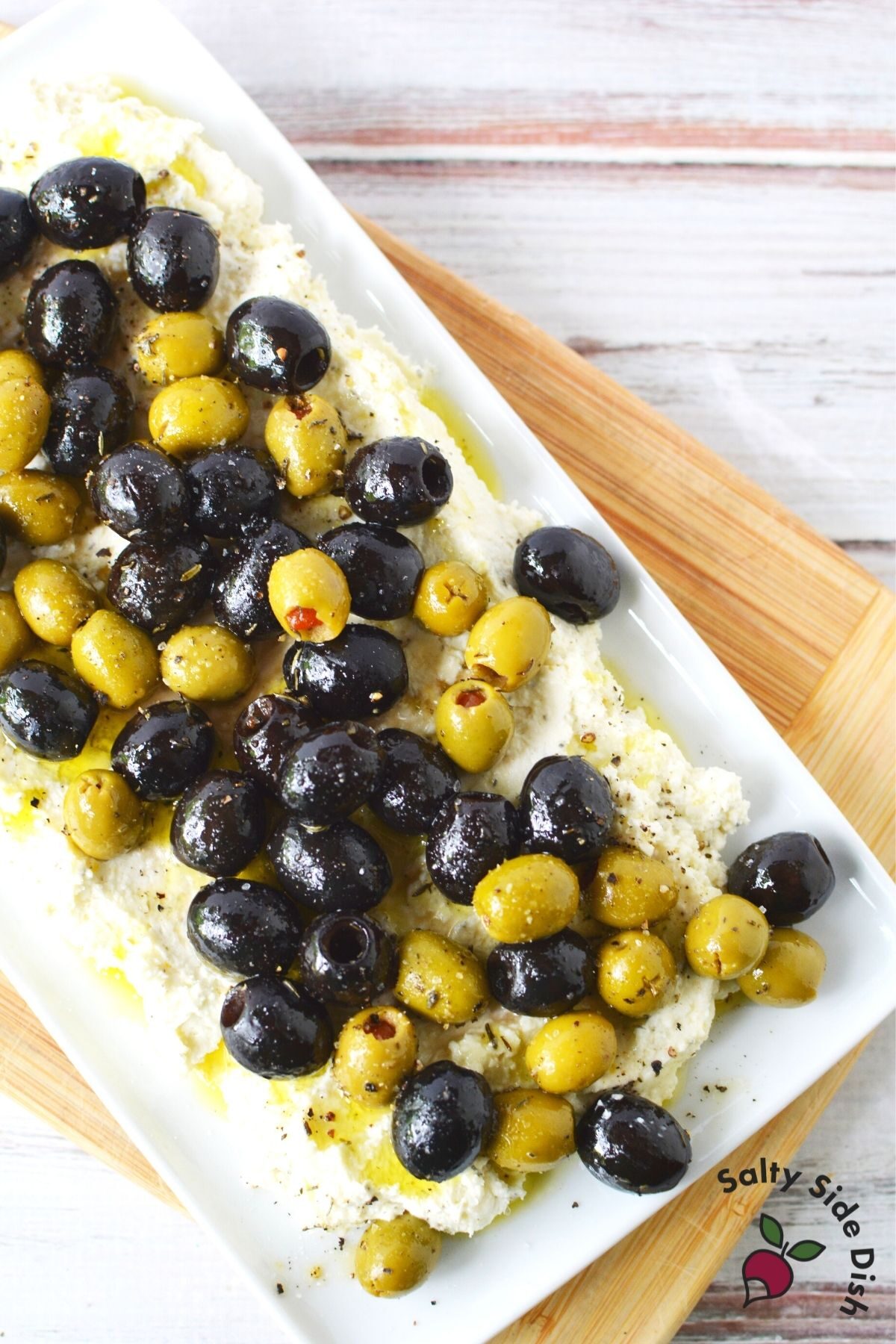 creamy whipped feta dip on a plate