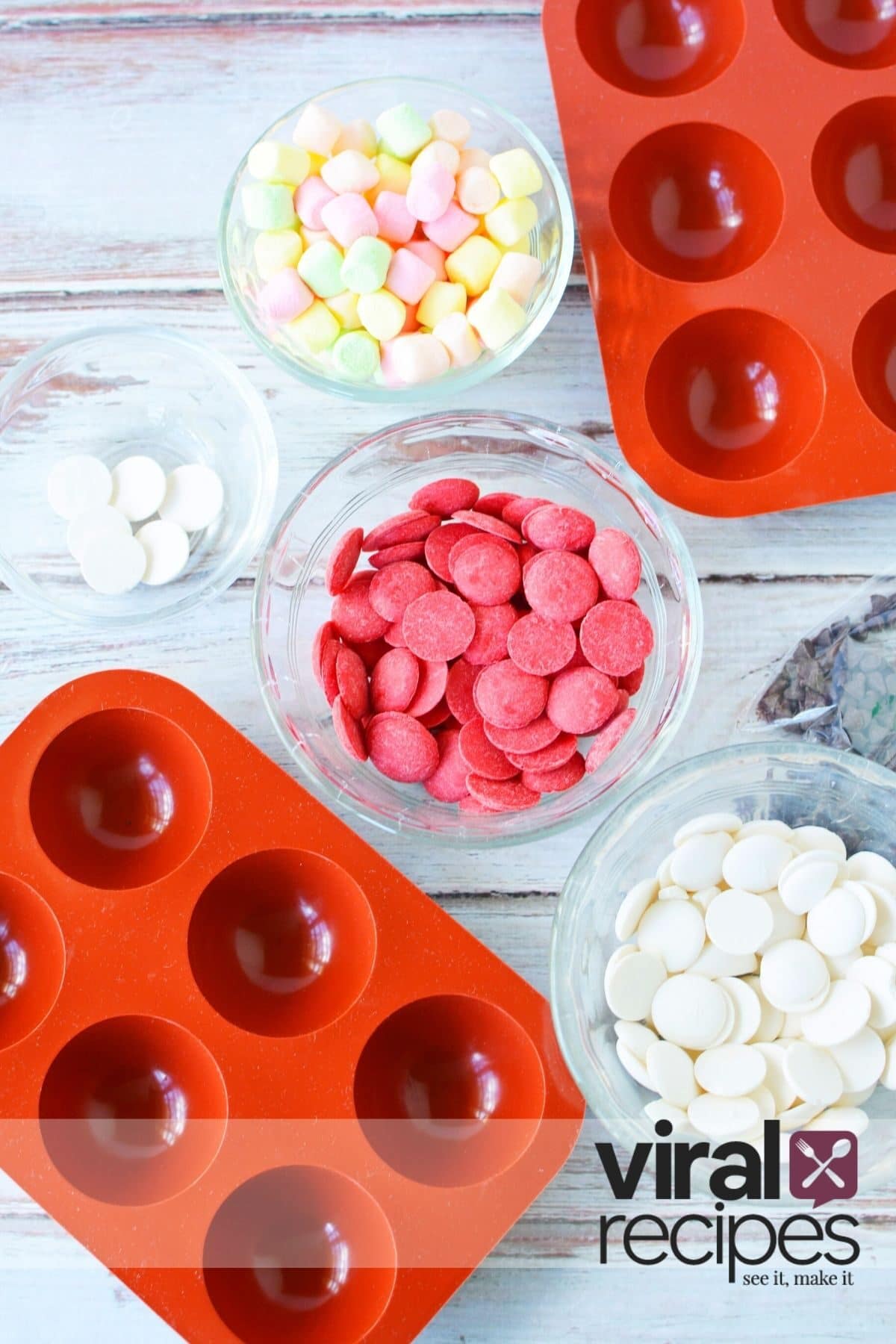 melting chocolate, marshmallows and semi-circle bomb molds