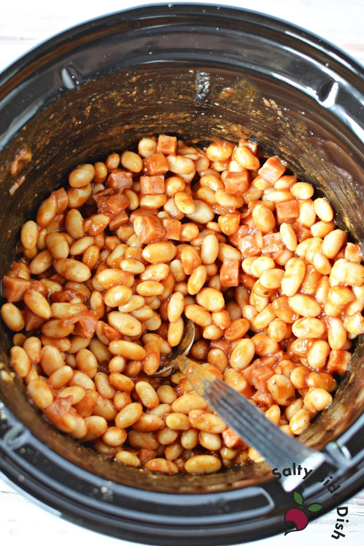 beans in a crockpot.