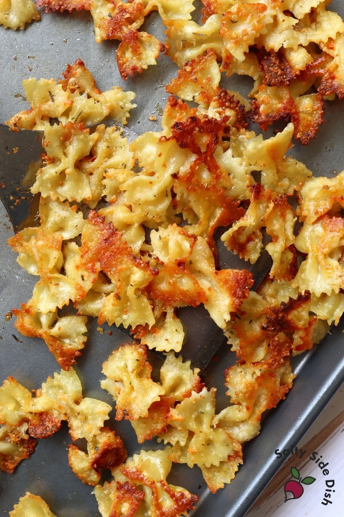 pasta chips on a sheet pan.