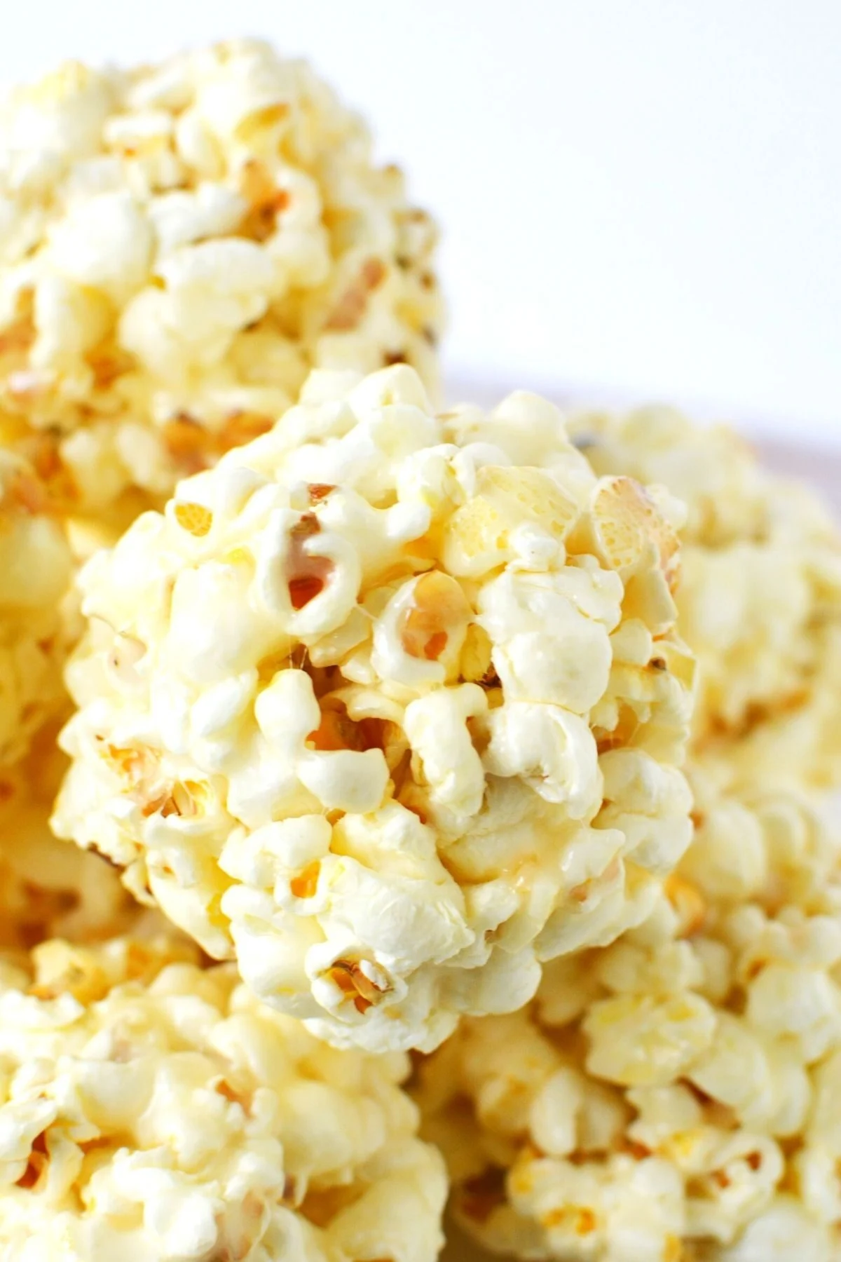 close up of popcorn balls.