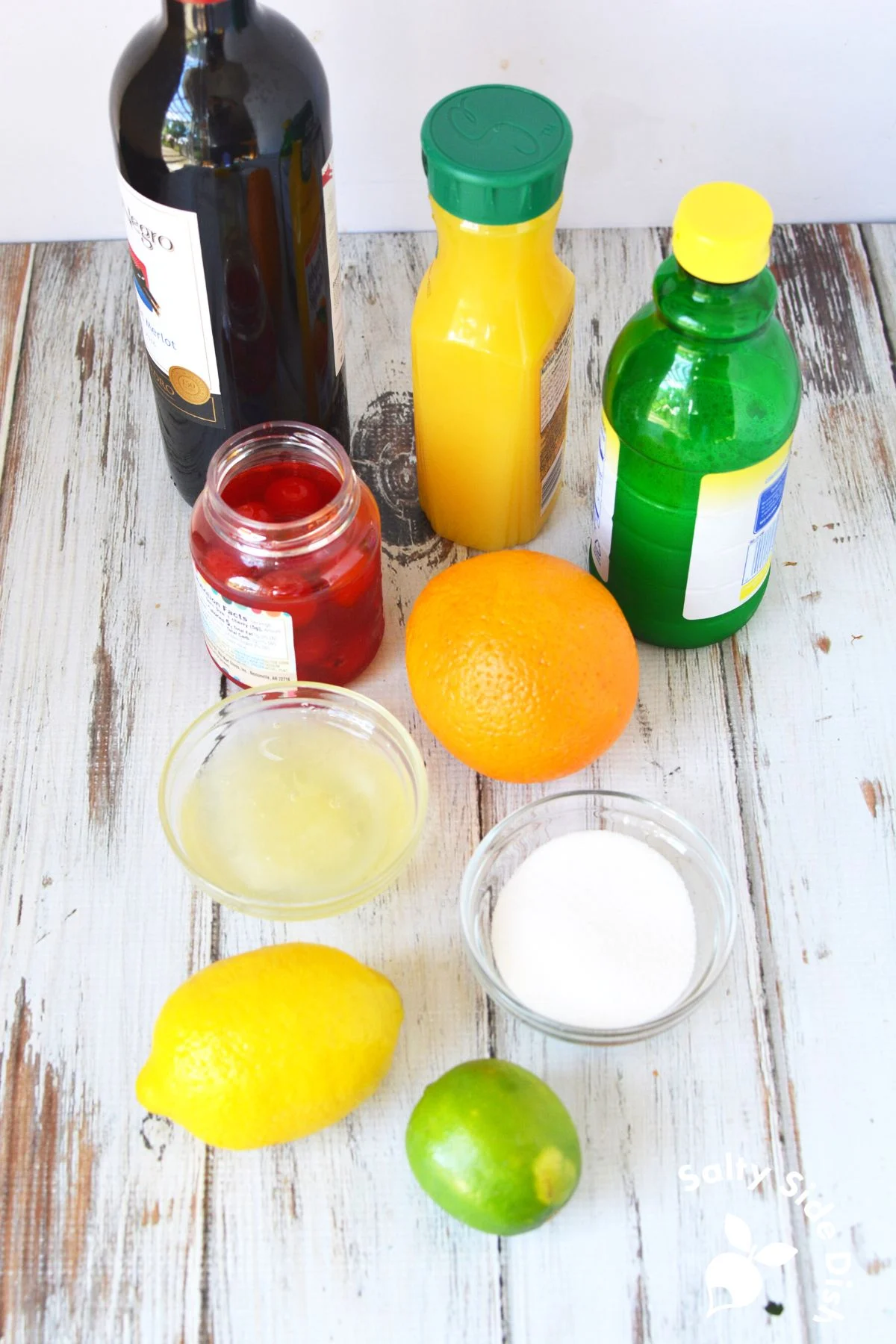 classic sangria ingredients all piled together.