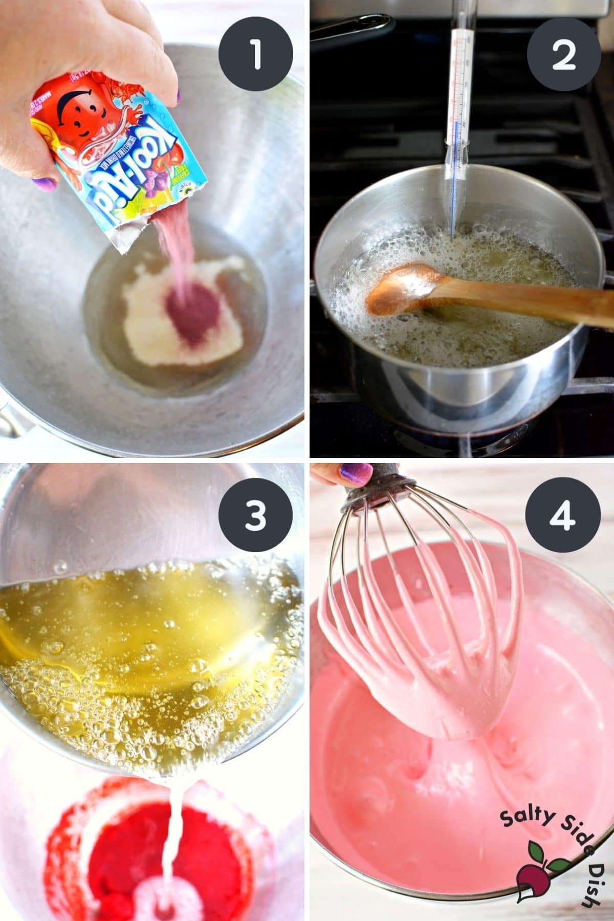 collage on steps on how to make marshmallows.