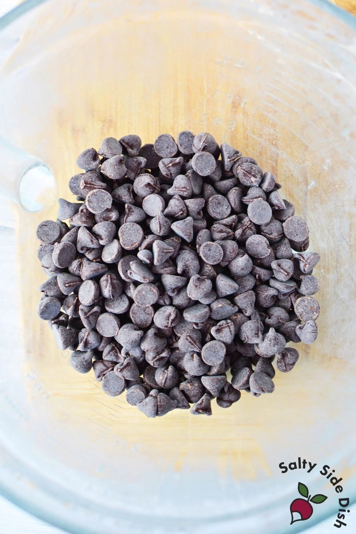 chocolate chips in a bowl.