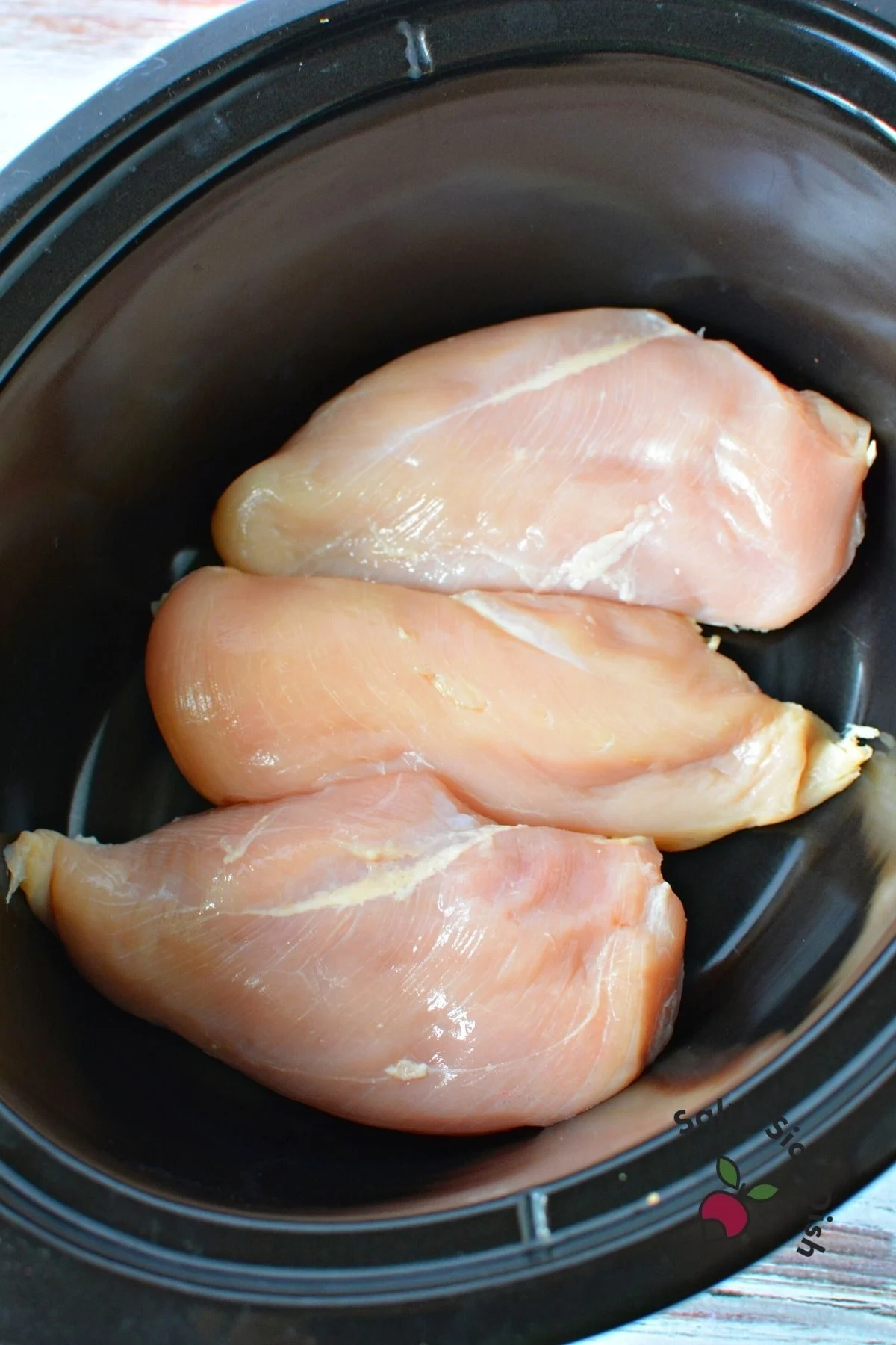 chicken breasts in a crock pot.