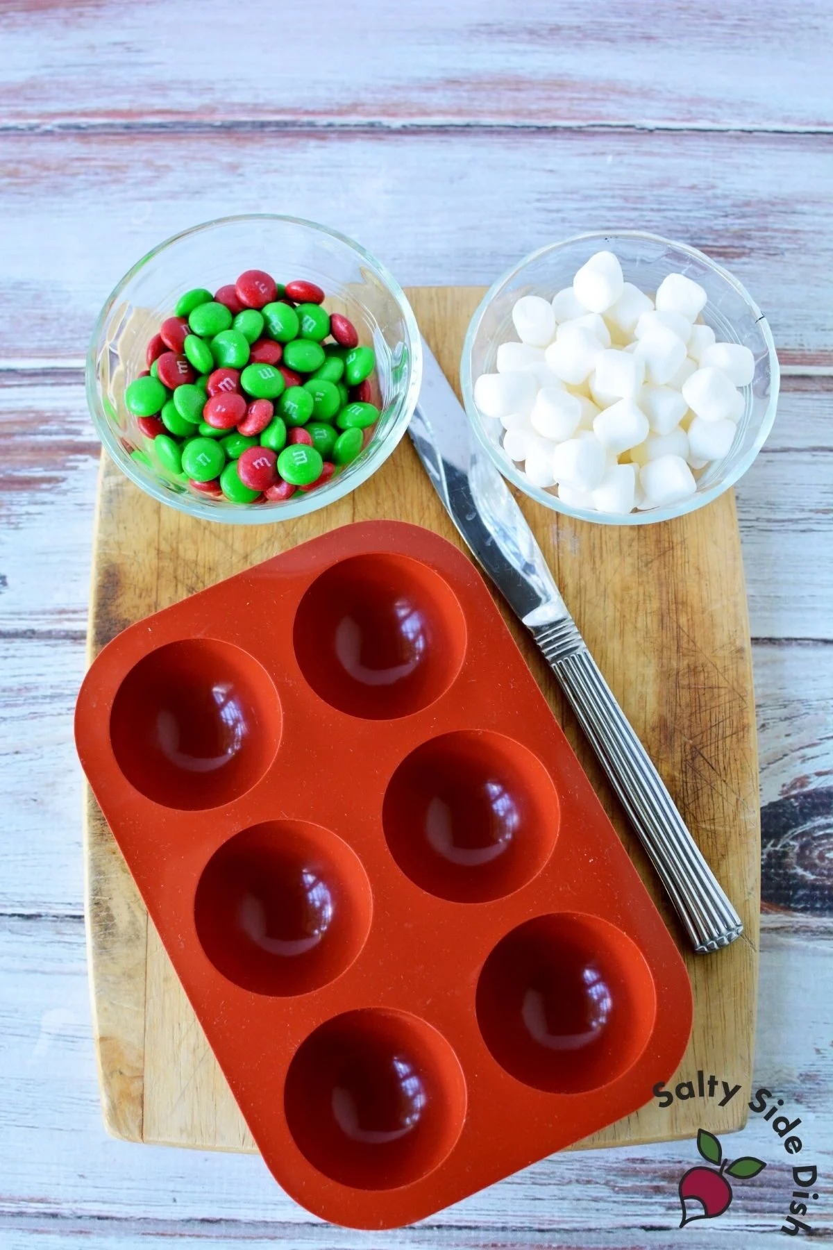 hot chocolate bomb molds and ingredients.