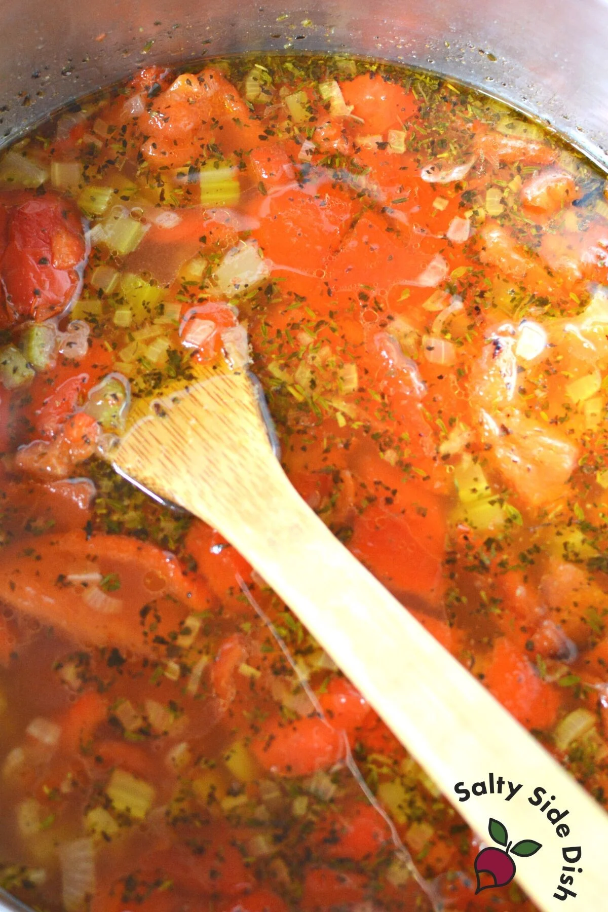 adding all veggies to soup but before immersion blender.