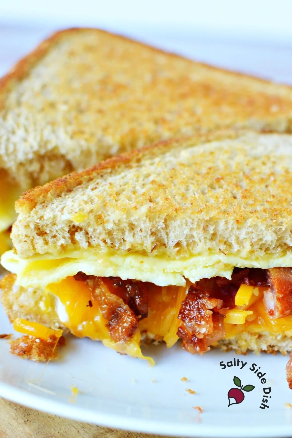 tiktok breakfast sandwich on a plate.