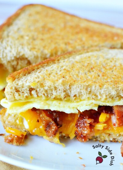 tiktok breakfast sandwich on a plate.
